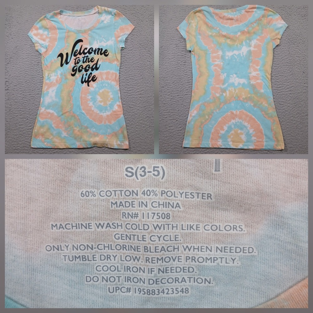 Welcome‎ to the Good Life Tie Dye Tee Girls S 3–5 Pastel Graphic T-Shirt